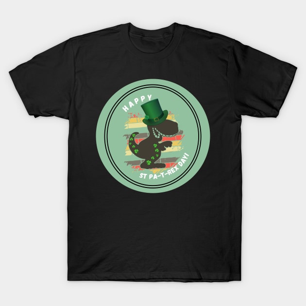 St Patricks Day Dinosaur Lover T Rex Green Clover Shamrock Design T-Shirt by Apathecary